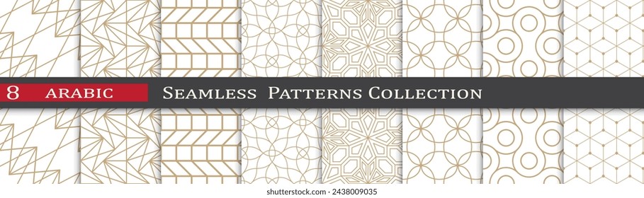 Arabic ramadan patterns. Ornament decoration swatches. Geometric art design.