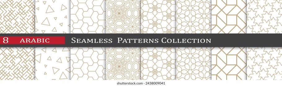 Arabic ramadan patterns. Ornament decoration swatches. Geometric art design.