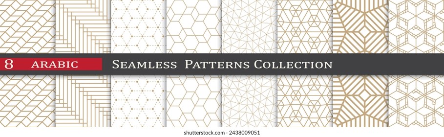 Arabic ramadan patterns. Ornament decoration swatches. Geometric art design.