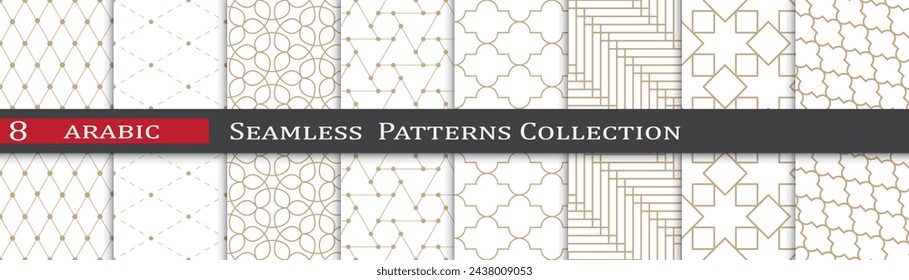 Arabic ramadan patterns. Ornament decoration swatches. Geometric art design.