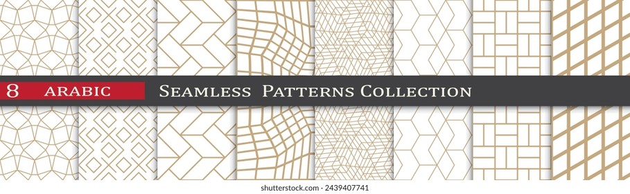 Arabic ramadan patterns. Ornament decoration swatches. Geometric art design.