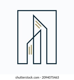 Arabic real estate logo - Building logo illustration vector graphic design in line art style. Good for brand, advertising, real estate, construction, house, home