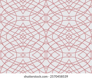 Arabic red symmetrical outline pattern vector background texture fabric textile paper print art decoration editable