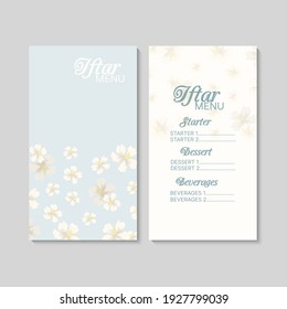 Arabic restaurant menu. Ramadan greeting card. Iftar Party Vector