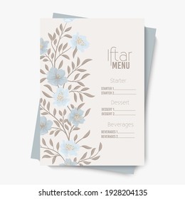 Arabic restaurant menu. Ramadan greeting card. Iftar Party Vector