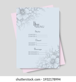Arabic restaurant menu. Ramadan greeting card. Iftar Party Vector
