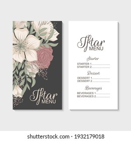 Arabic restaurant menu. Ramadan greeting card. Iftar Party Vector
