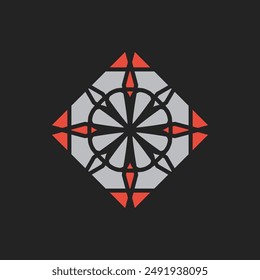 Símbolo geométrico rombal árabe. Vector de mosaico floral oriental ornamental logo Plantilla