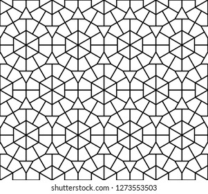Arabic round ornament seamless pattern. Moroccan circle vintage background. Vector and illustration
