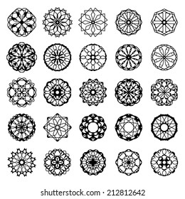 Arabic round ornament set. Vector spirographs collection