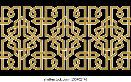 Arabic Seamless Border. Traditional Islamic Design. Mosque decoration element.