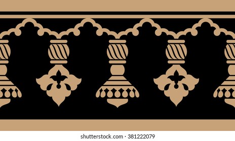 Arabic Seamless Border. Traditional Islamic Design. Mosque decoration element.