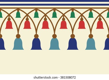 Arabic Seamless Border. Traditional Islamic Design. Mosque decoration element.