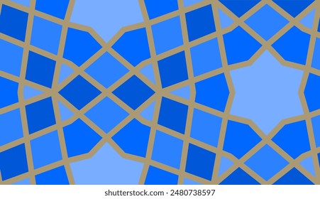 Patrón de niña árabe sin fisuras con adorno clásico de la cultura islámica. Fondo de azulejos colorido con sombra.