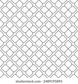 Arabic seamless lattice vector pattern with rhombuses. Black and white vector geometric background. Vector outline seamless pattern. Modern stylish pattern. Geometric lattice pattern.
