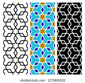 Arabic seamless mosaic pattern geometric texture background. Decorative and design elements for textile, book covers, manufacturing, wallpapers, print, gift wrap.