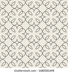Arabic seamless ornament. Abstract background. Curved elegant lines and scrolls forming abstract floral ornament. Seamless pattern for background, wallpaper, textile printing, packaging, wrapper, etc.