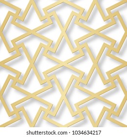 Arabic seamless pattern with 3D effect for the festive design of the brochure, website, print. Vector illustration