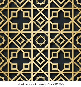Arabic seamless pattern with 3D effect for the festive design of the brochure, website, print. Vector illustration