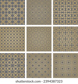 Arabic seamless pattern. Arabian ornament bundle. Digital oriental paper set