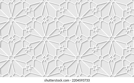 Arabic seamless pattern with classic islamic culture ornament. White background with shadow.