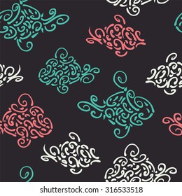 Arabic seamless pattern in the form of fish.