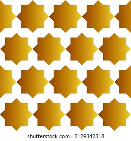 arabic seamless pattern with golden color gradient on white background