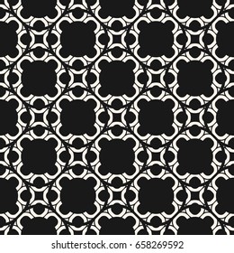 Arabic seamless pattern. Monochrome abstract geometric ornament in oriental style. Dark delicate ornamental vector texture. Arabesque background, repeat tiles. Design for decor, textile, fabric, cloth