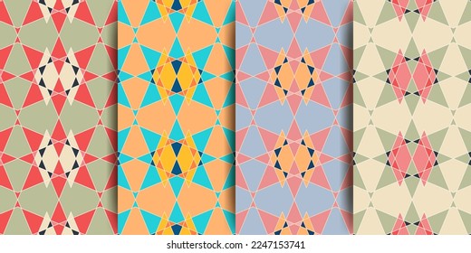 Arabic seamless pattern in multicolored palette. Arabic ornament. Oriental decor. Ramadan wallpaper design. Moroccan style. Vector illustration.