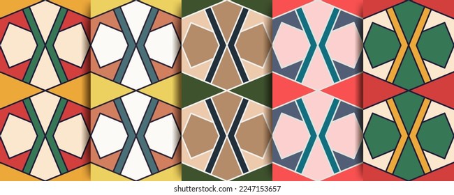 Arabic seamless pattern in multicolored palette.Arabic Muslim ethnic style. Ramadan wallpaper design. Moroccan style. Vector illustration.