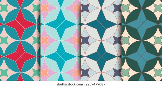 Arabic seamless pattern in multicolored palette.Arabic Muslim ethnic style. Ramadan wallpaper design. Vector illustration.