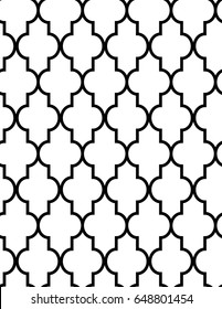 ARABIC SEAMLESS PATTERN. TILE STYLE ELEGANT ARCH. LINEAL GEOMETRIC MONOCHROME TEXTURE.