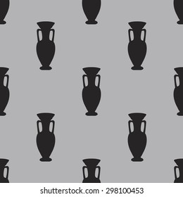 Arabic seamless pattern vase on gray background - vector illustration