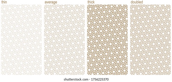 Arabic seamless pattern.A set of four ornaments with different thicknesses.Brown color lines.Great design for fabric,textile,cover,wrapping paper,background.