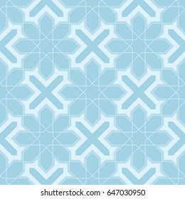 Arabic seamless patterns. Blue ornaments for textile and fabric