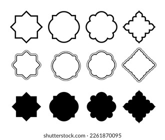 Arabic shape traditional islamic style silhouettes. Illustration of black silhouettes Ramadan kareem icon.