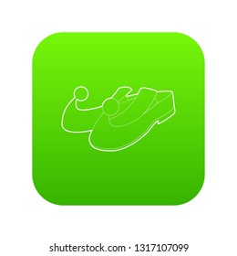 Arabic shoes icon green vector isolated on white background