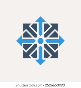 Arabic square geometric symbol. Vector mosaic oriental ornamental logo template