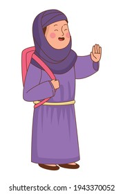 arabic student girl with schoolbag