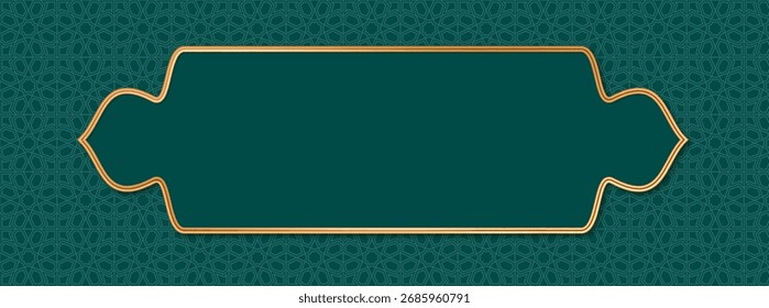 Banner estilo árabe. Moldura do Ramadã. Borda dourada com padrão para banner. Design de luxo islâmico