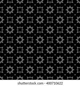 Arabic style black and white seamless pattern. Vector background
