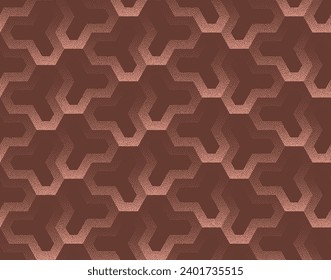 Arabic Style Geometric Lattice Vector Seamless Pattern Trend Brown Abstract Background. Endless Graphic Vintage Oriental Ornament Loopable Wallpaper Subtle Dot Work Texture. Half Tone Art Illustration