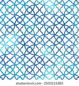 Arabic style gradient seamless pattern. Vector blue oriental ornament on white background. Oriental traditional texture for backgrounds, wallpapers, textile patterns, decoration