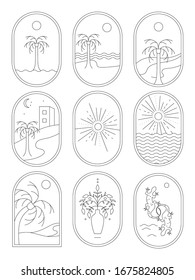 Conjunto de iconos de estilo árabe. Icono de vector de palma delgada.