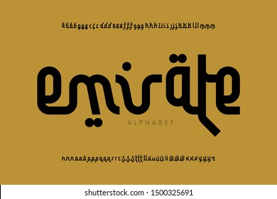 Arabic style Latin font design, alphabet letters vector illustration