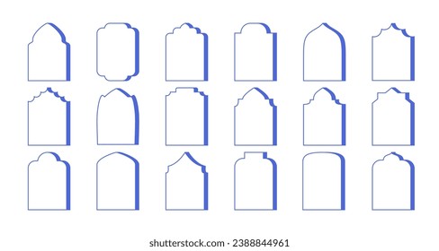 Arabic style line window, arch, door shapes. Bright muslim moroccan vector design for Ramadan.