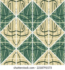 Arabic style mosaic seamless pattern. Decorative abstract lines ornament. Design for fabric, textile print, wrapping paper, cover. Vector illustration