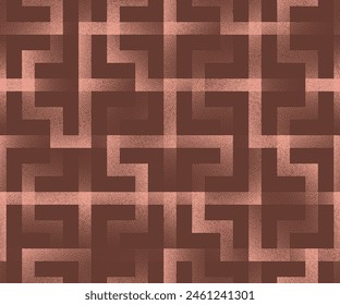 Arabic Style Ornament Seamless Pattern Trend Vector Brown Abstract Background. Intricate Geometric Lattice Half Tone Art Illustration. Repetitive Graphic Abstraction Vintage Wallpaper Dot Work Texture