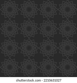 Arabic style seamless pattern, arabesque ornate black monochrome pattern, vector realistic illustration for design