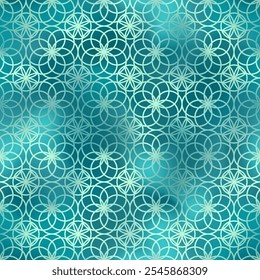 Arabic style seamless pattern. Vector shiny green oriental ornament background. Islamic traditional texture for backgrounds, wallpapers, textile patterns, decoration